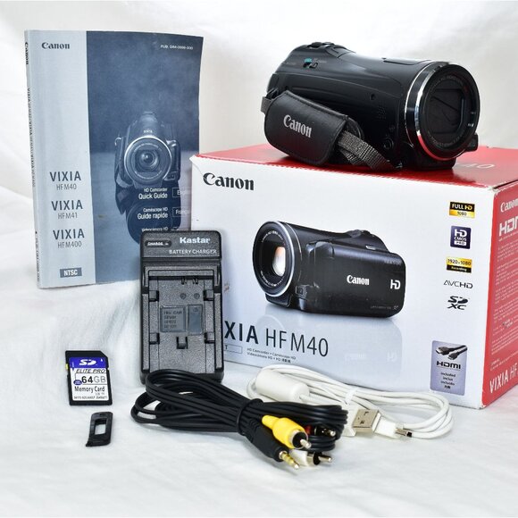 Canon VIXIA HF M40 16GB Flash Memory Camcorder HD Video 10x Optical Zoom 64GB SD - Picture 1 of 12